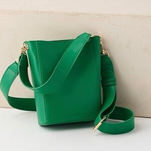 Green Vegan Leather Bucket Bag